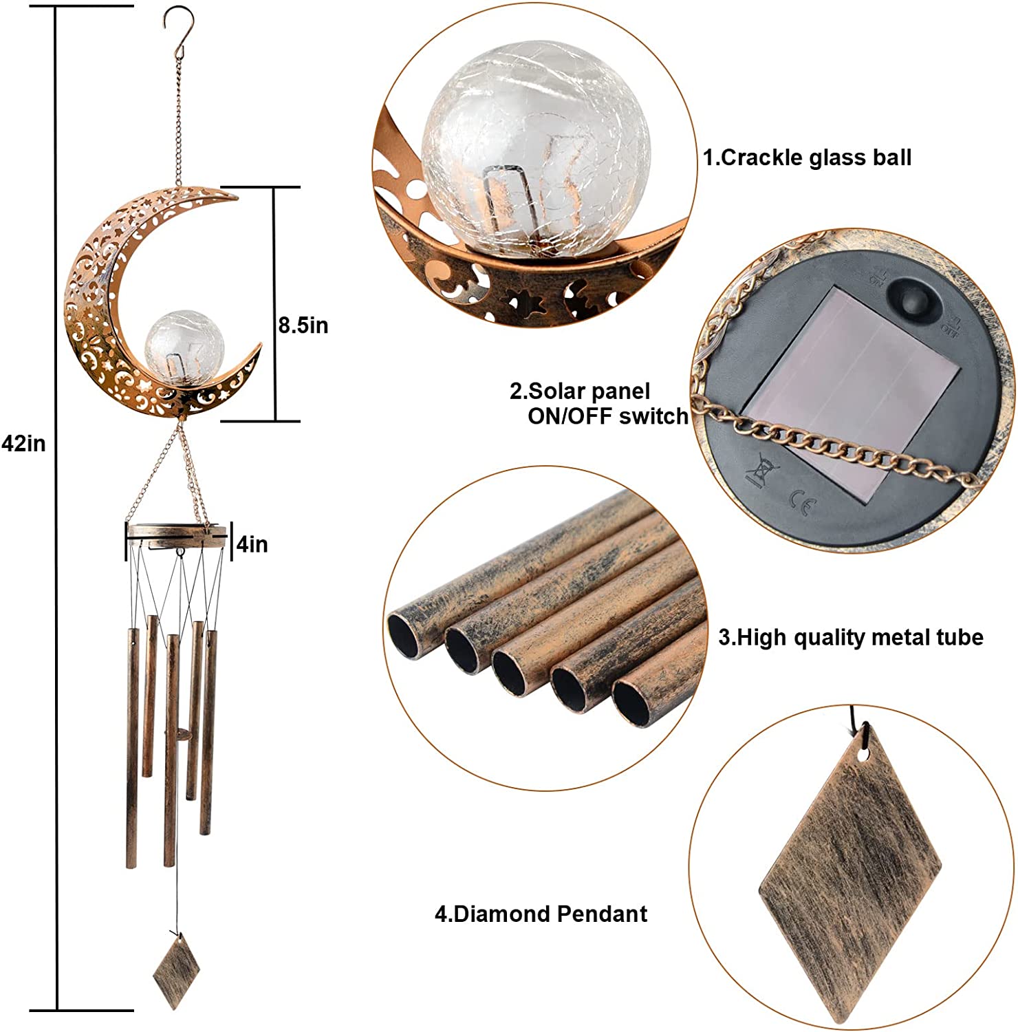 Solar Powered Outdoor Wind Chime with Soothing Melodies & Romantic Lighting