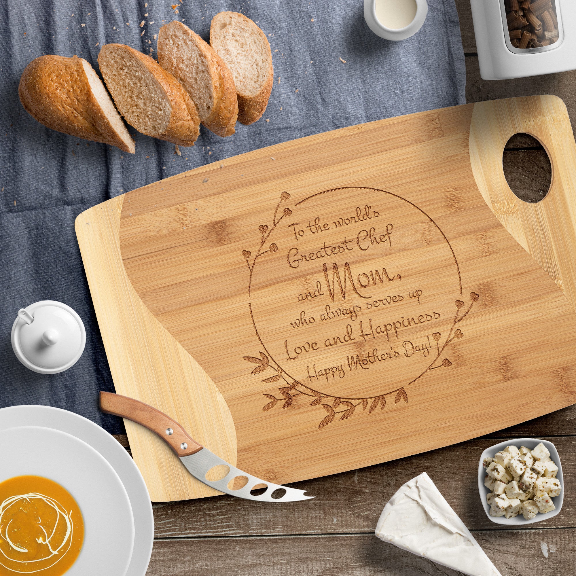 World's Greatest Chef and Mom - Cutting Board for Mother's Day