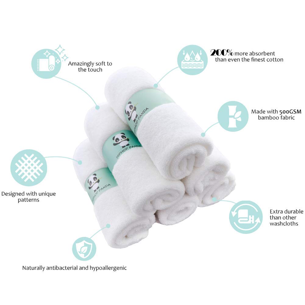 Bamboo Baby Infant Bath Towels Soft Breathable Hypoallergenic Anti-Bacterial (6 Pack)
