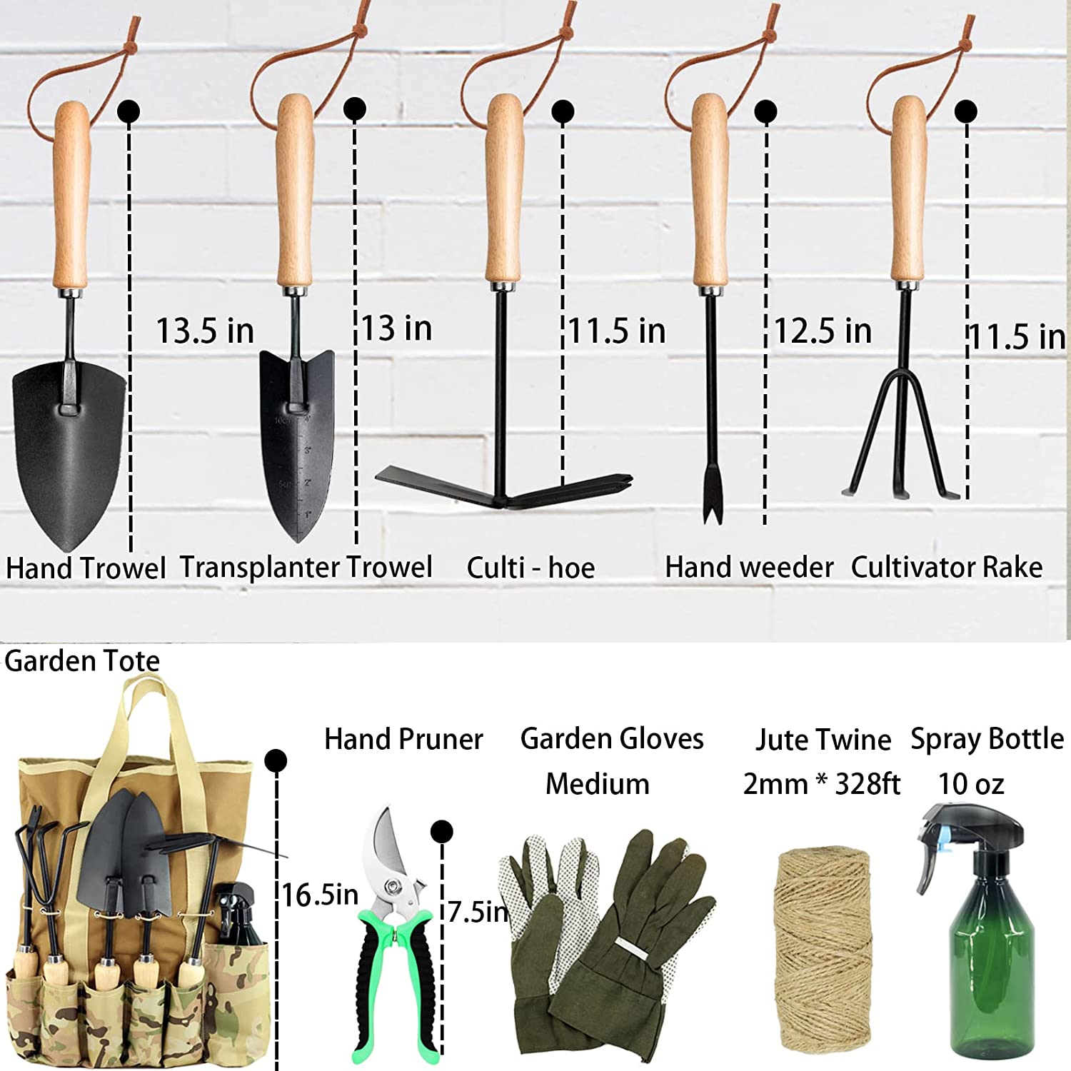 13 Piece Bamboo Gardening Tool Set - Eco-Friendly & Sustainable Tools