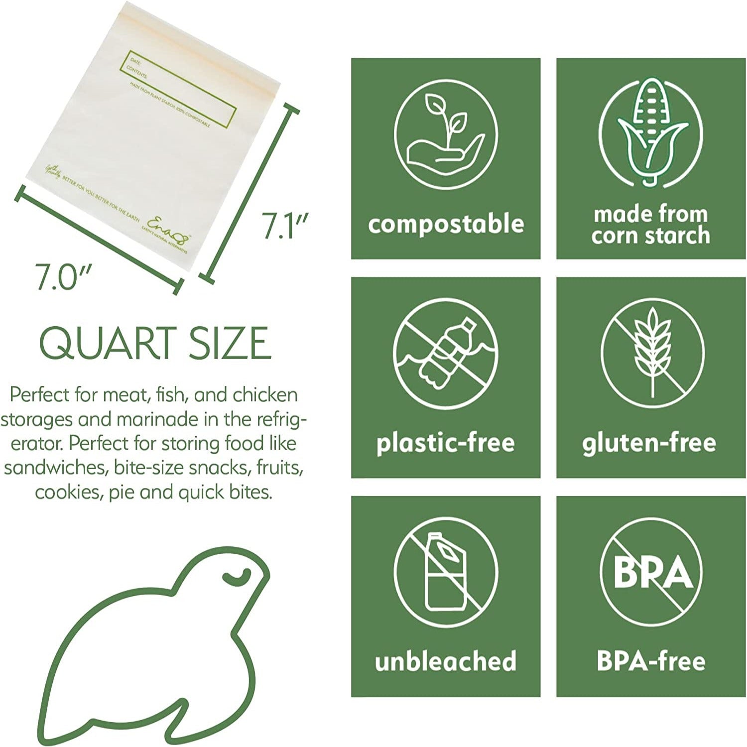 Compostable Biodegradable Resealable Food Storage Bags (100 pieces)