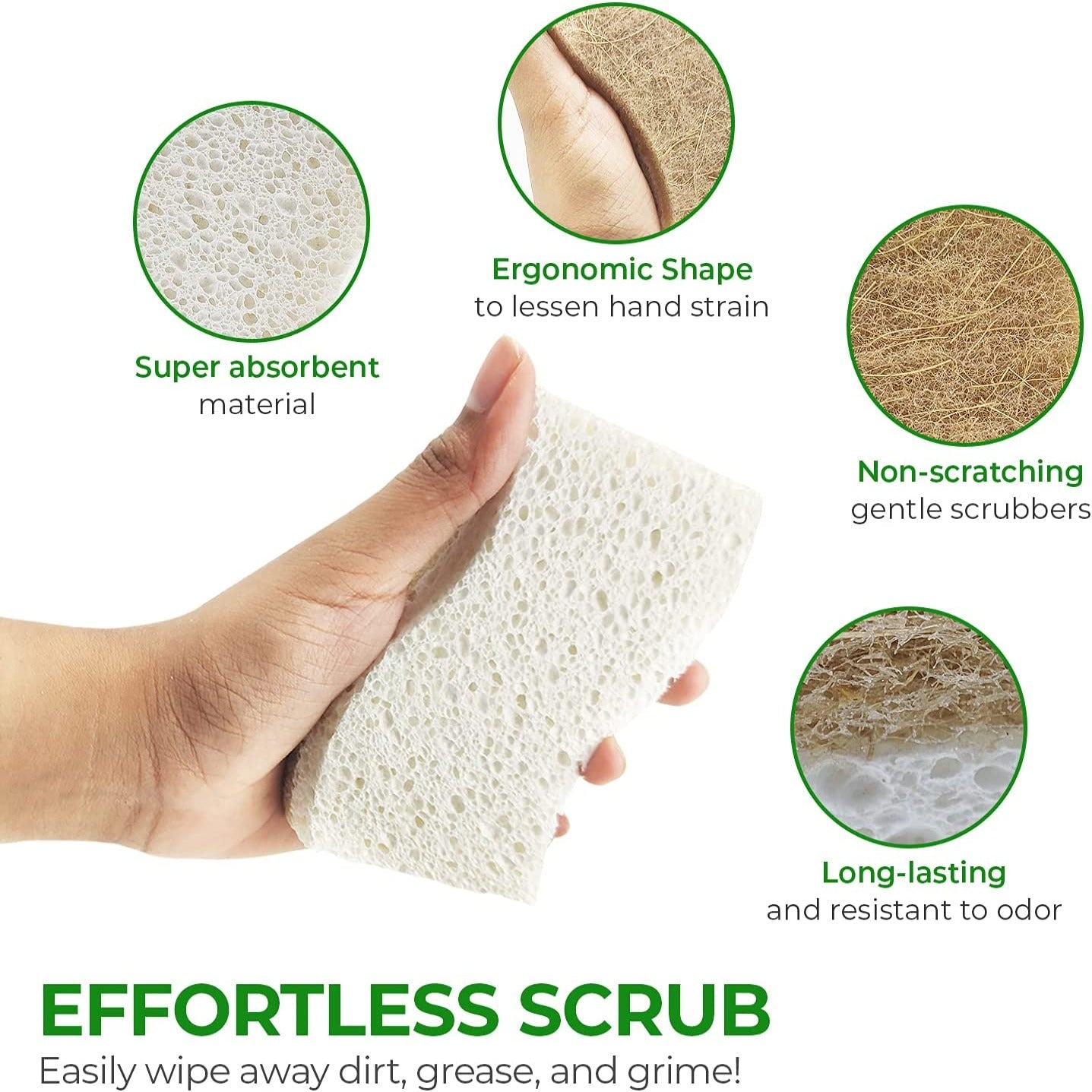 Kitchen Cleaning Dish Sponges Hypoallergenic, Eco-Friendly & Sustainable (12 Piece)