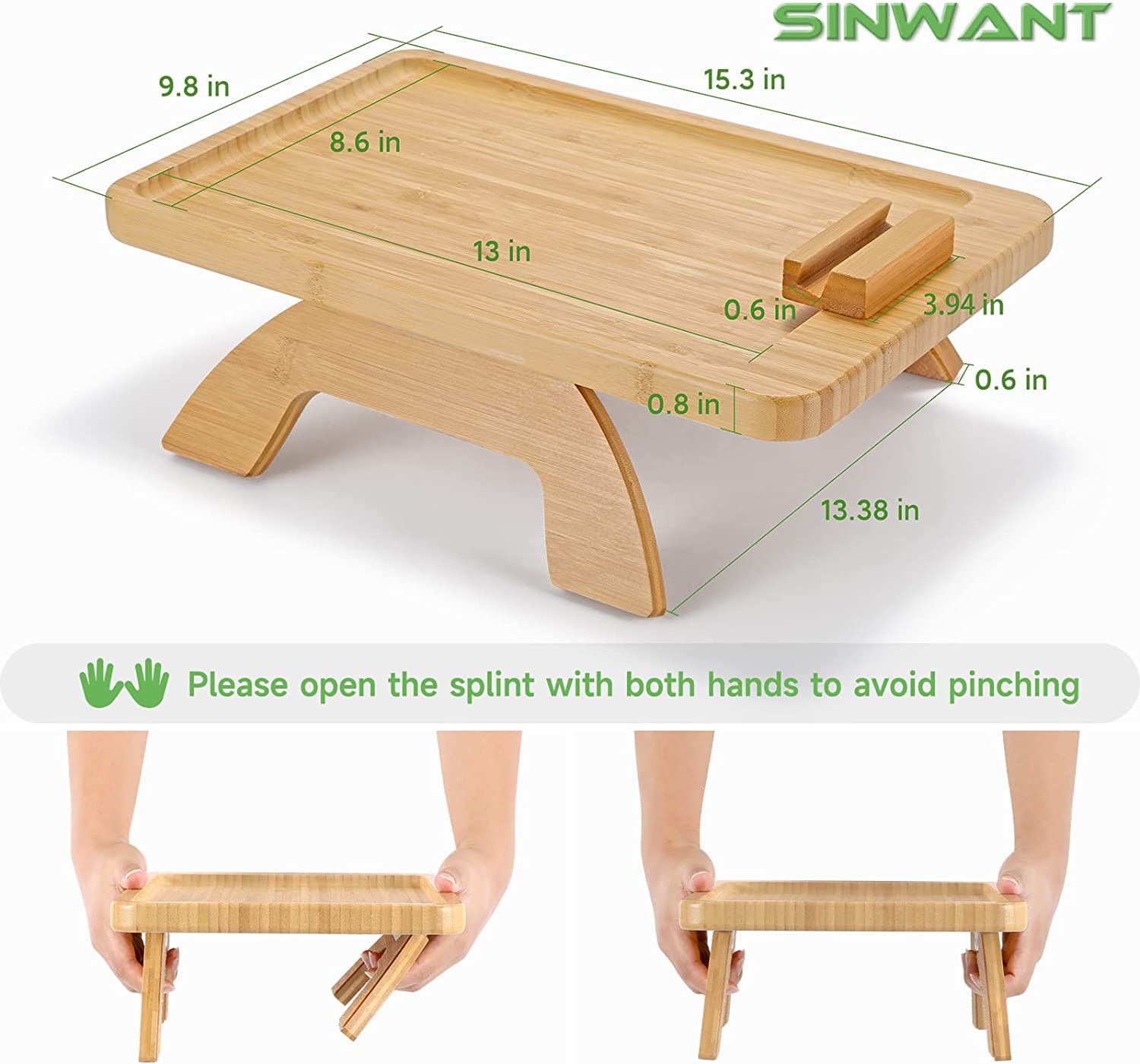 Bamboo Table For Couch Clip-On & Adjustable