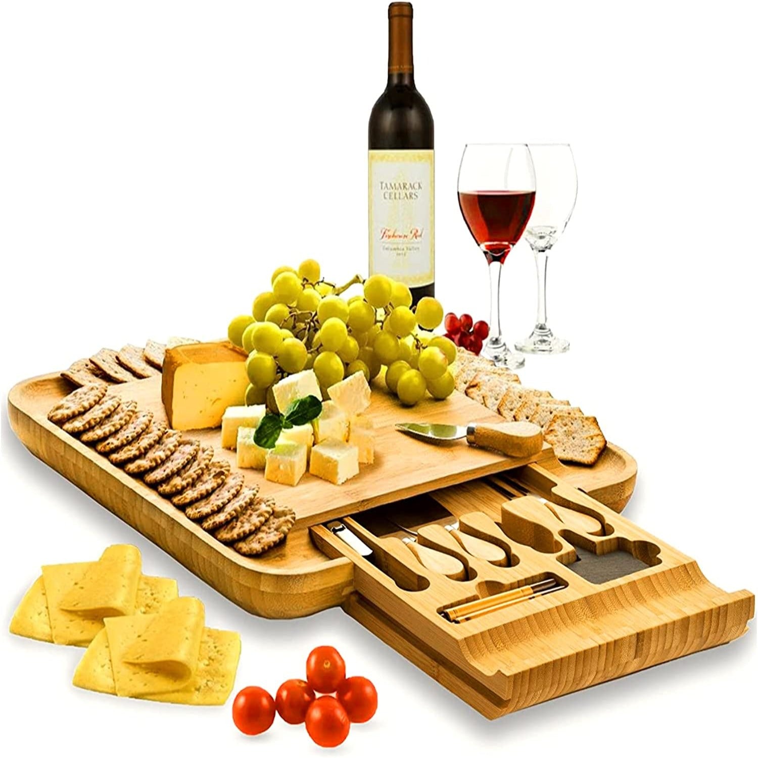 Eleganza Bamboo Cheese and Charcuterie Board Set