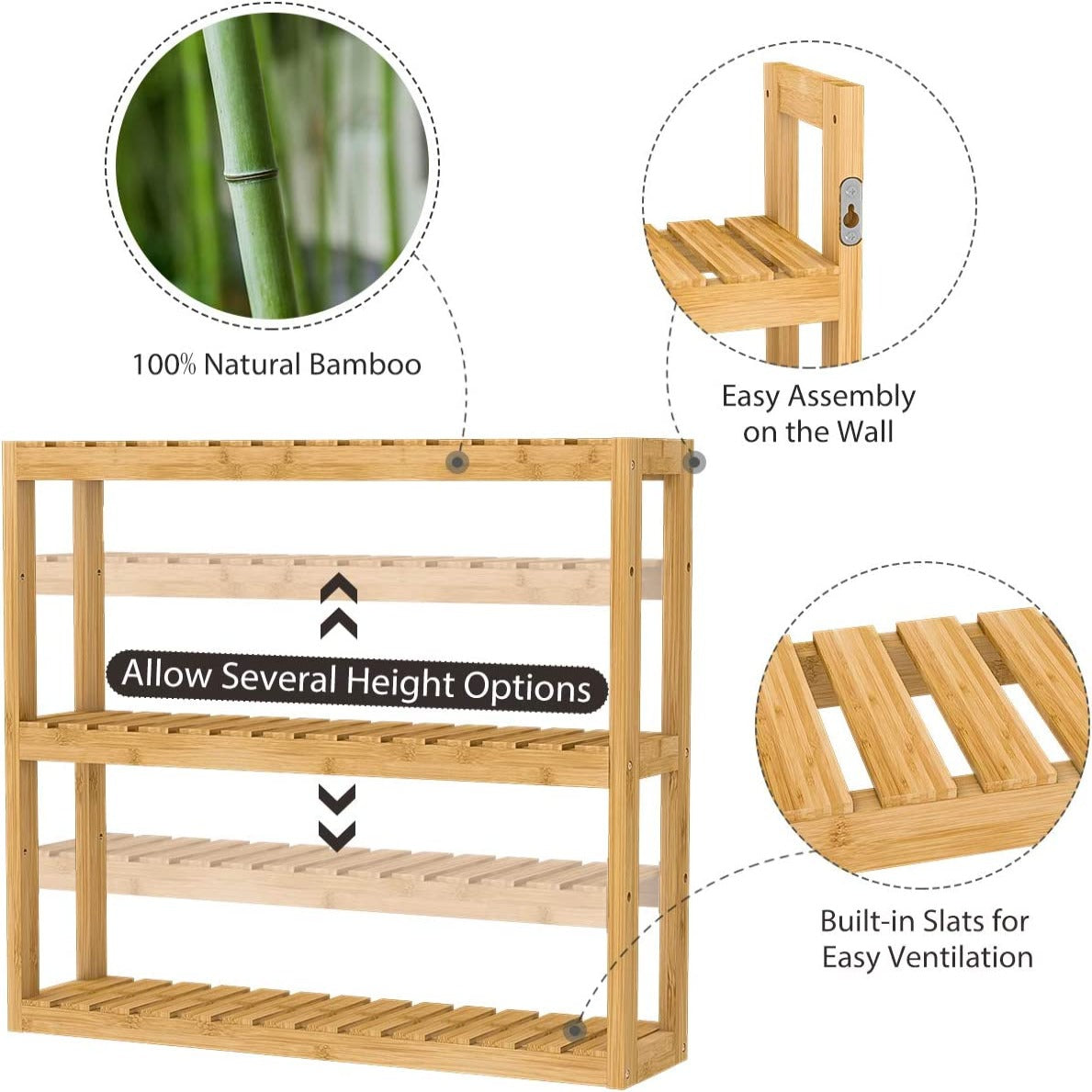 Stylish Bamboo Floating Wall Shelf Home Decor