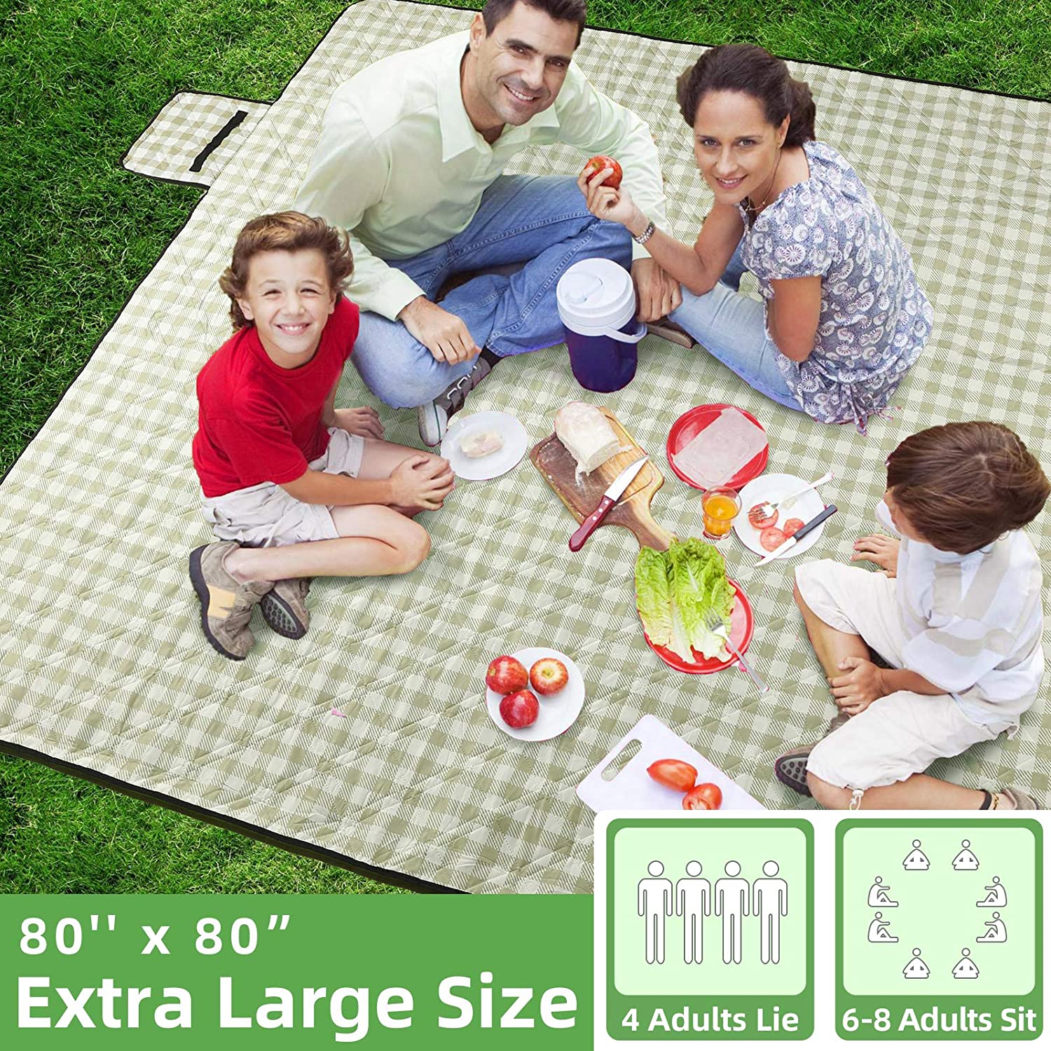 Large Bamboo Picnic Blanket Waterproof Easy-To-Clean