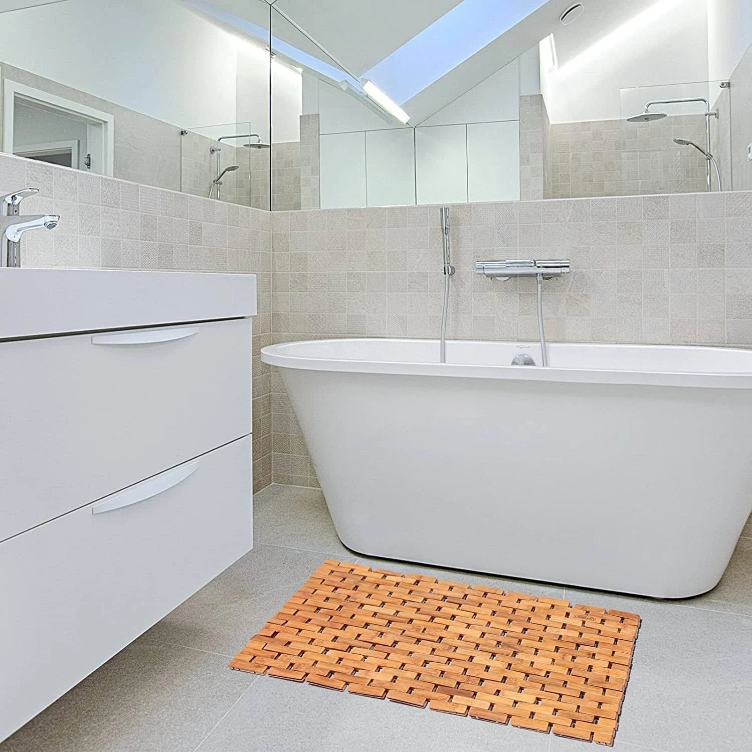 Ecos Bamboo Bath Shower Mat Non-Slip Eco-Friendly & Hypoallergenic